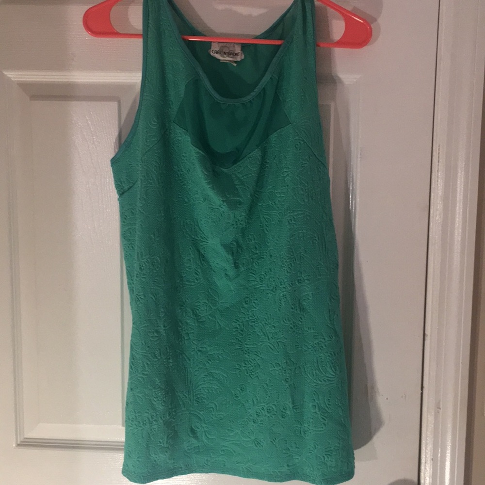 Sheet back green tank top